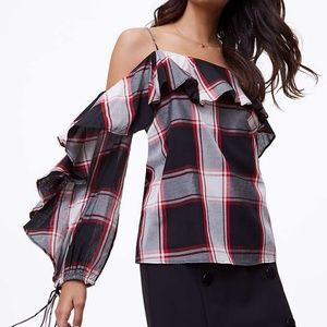 LOFT Plaid Off The Shoulder Top